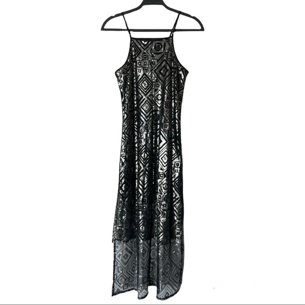 Bcbgeneration Silver Black Sequin Spaghetti Strap… - image 8